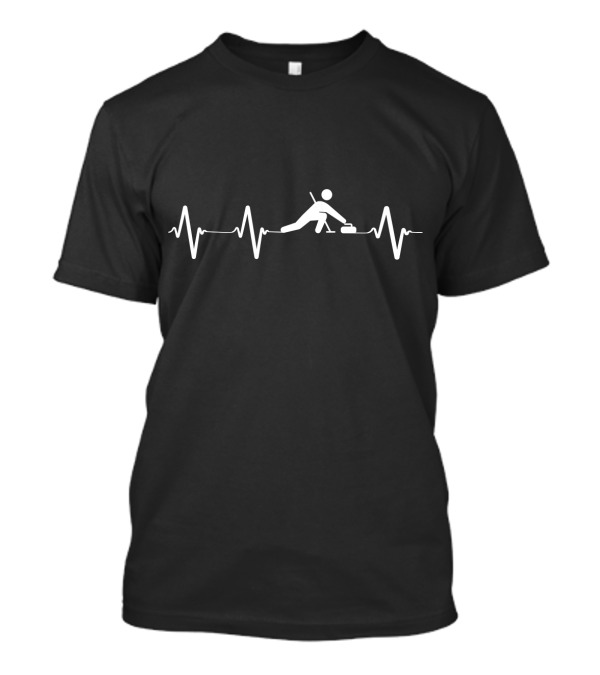 Heartbeat Curling Icon With Women Curling Athletes T-Shirt
