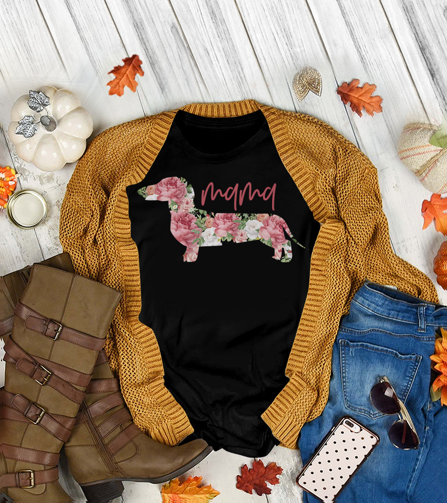 Mama Floral Dachshund Dog Best T-Shirt