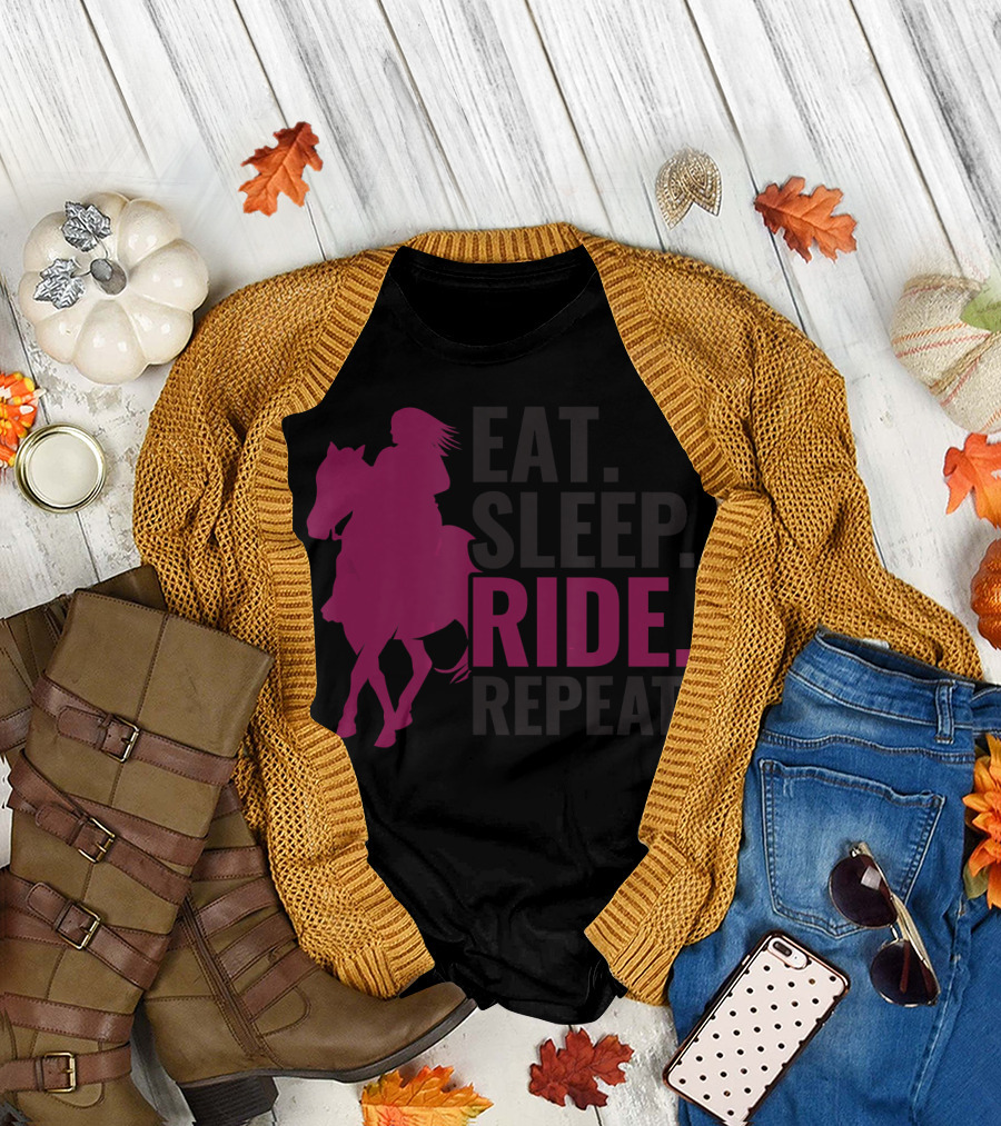 Eat Sleep Ride Repeat Cute Horse For Teen Girls T-Shirt