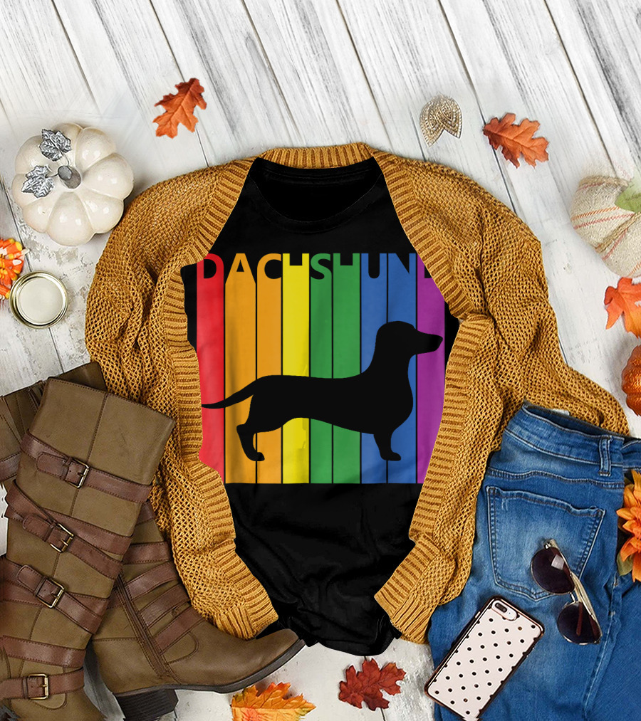 Dachshund Rainbow Silhouette Dog Lover Me T-Shirt