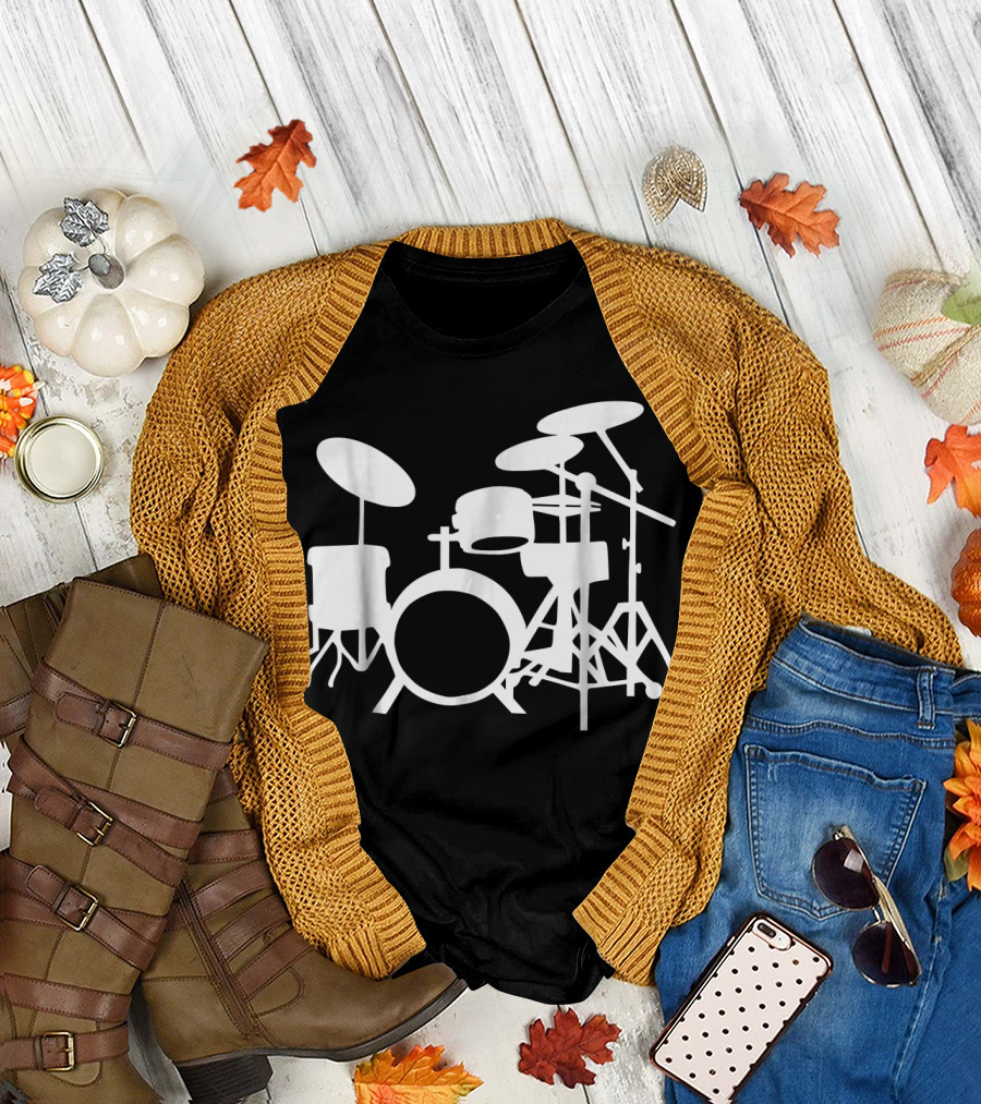 Drum Set Silhouette Music Instrument T-Shirt