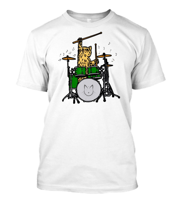 Drummer Cat Musician Playing Kitten Music Lover T-Shirt
