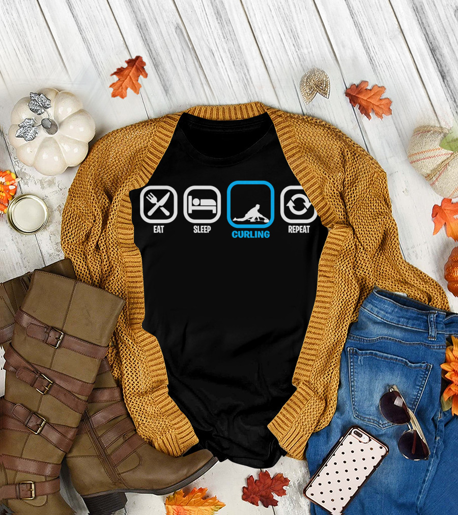 Eat Sleep Curling Repeat T-Shirt