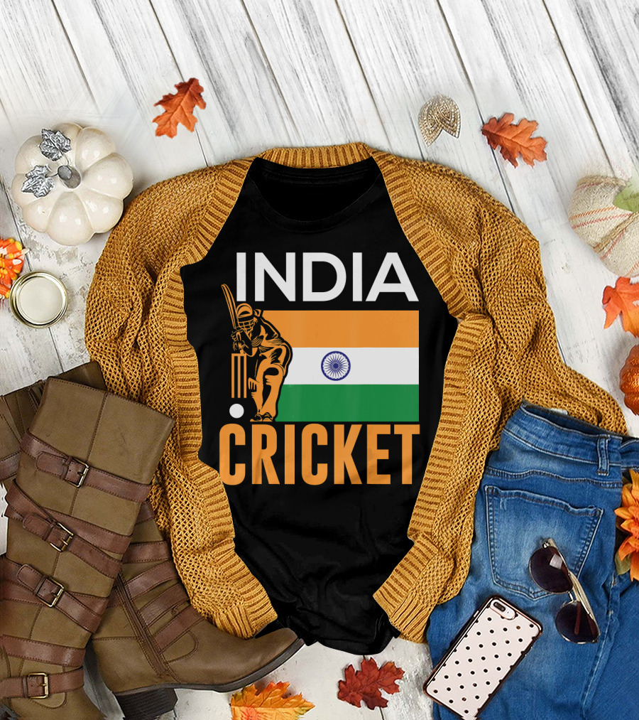 India Cricket Team Indian Cricket Flag T-Shirt