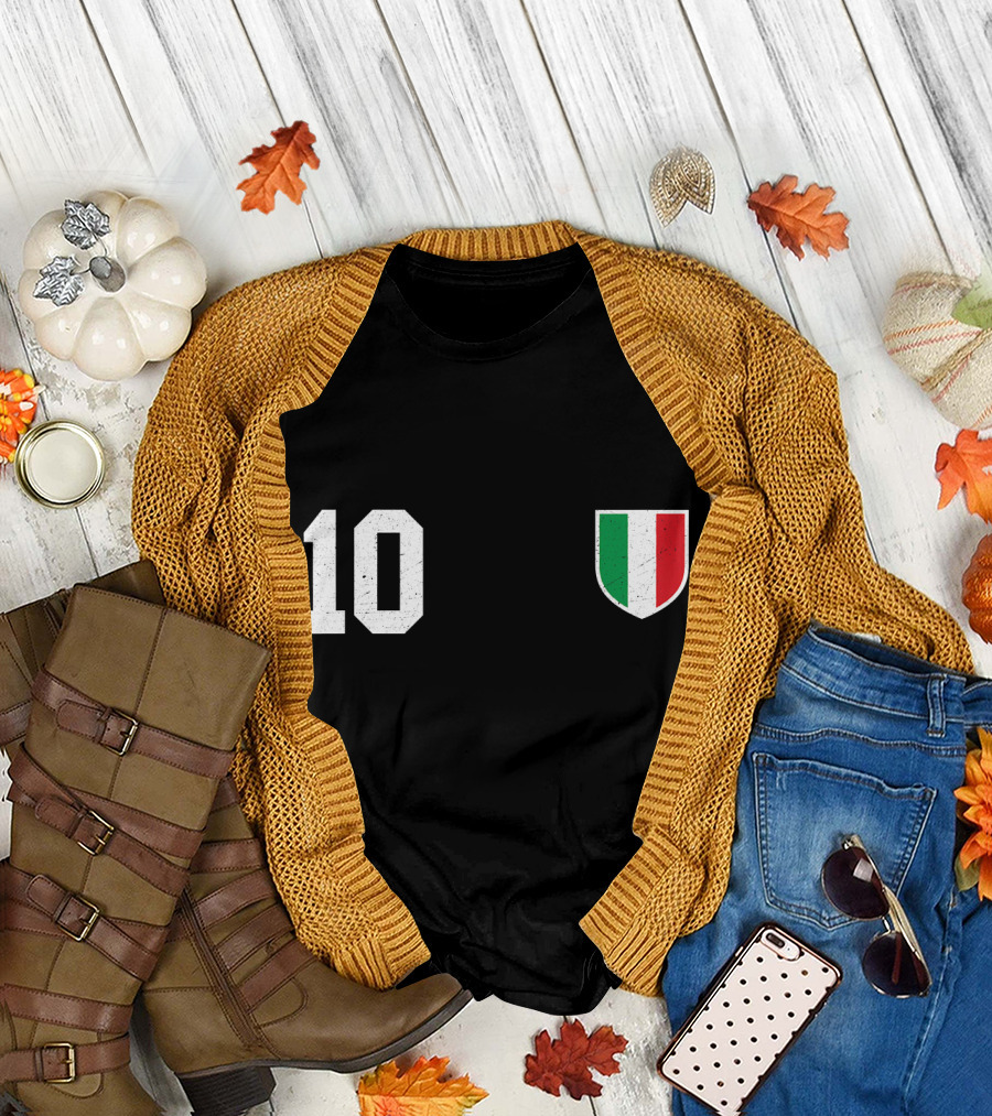 Italy Football Soccer Jersey 10 Italia Calcio Tricolor Shield T-Shirt