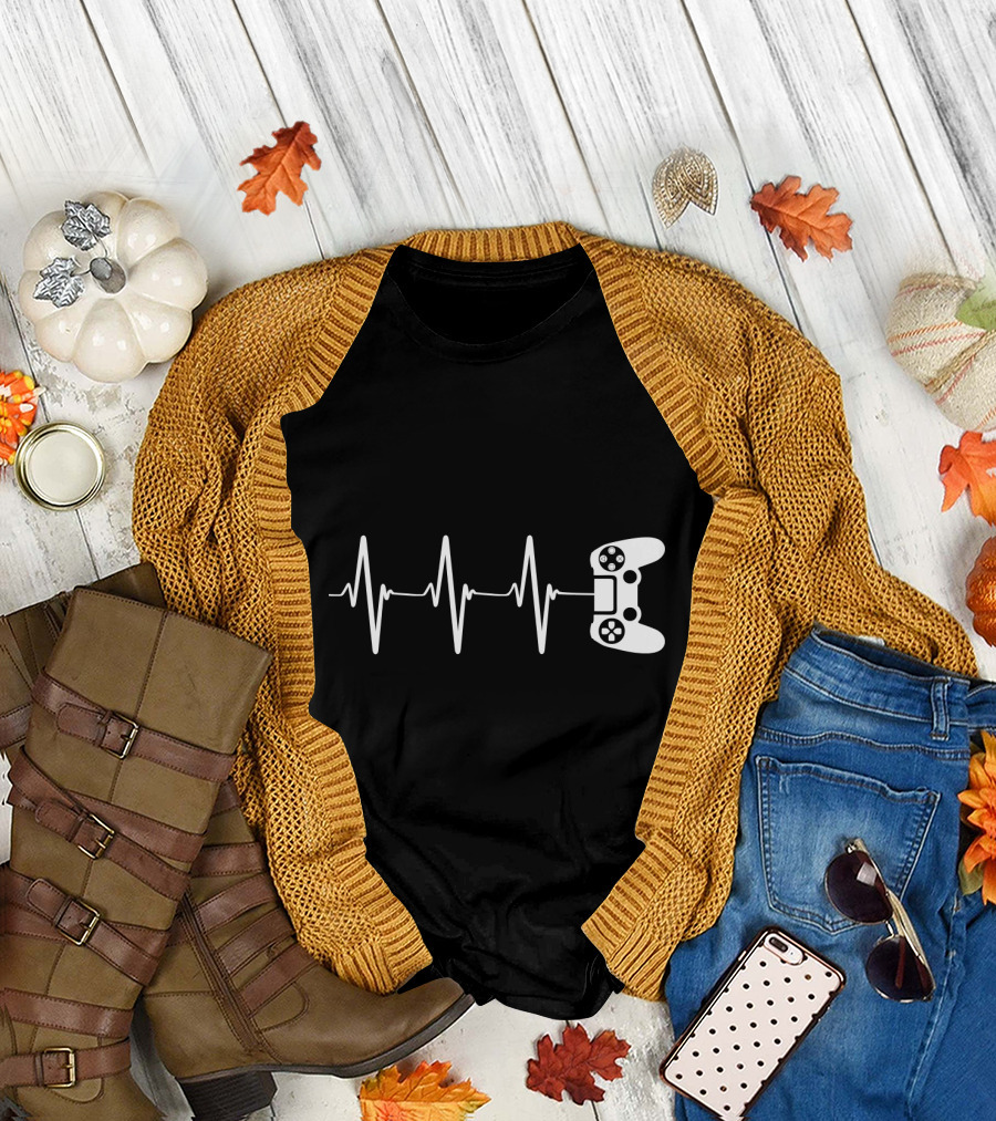 Heartbeat Video Game Controller Pulse T-Shirt