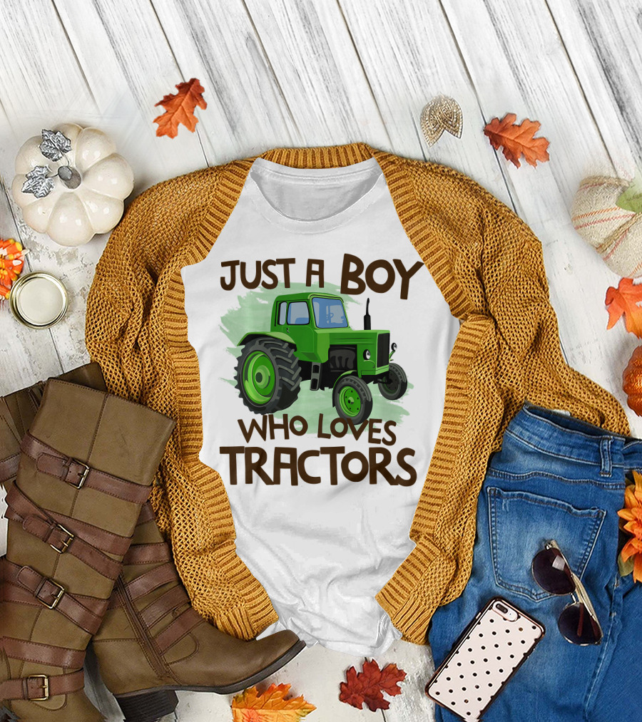 Just A Boy Who Loves Green Tractors T-Shirt