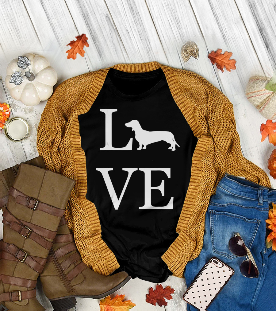 Love Dachshund Doxie Dog Silhouette Pet T-Shirt