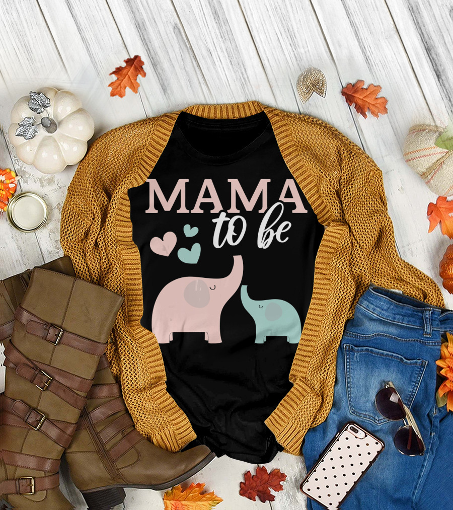 Mama To Be Elephant Hearts Pregnancy Announcement T-Shirt