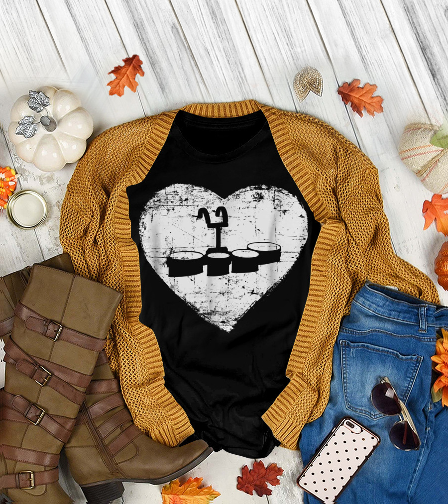 Marching Band Love Tenor Drum Quintet Heart T-Shirt