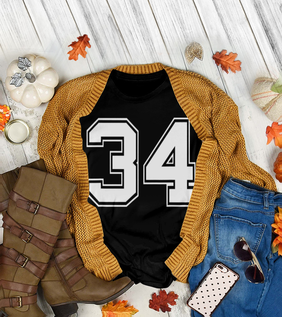 Number 34 Baseball Football Soccer Legend T-Shirt