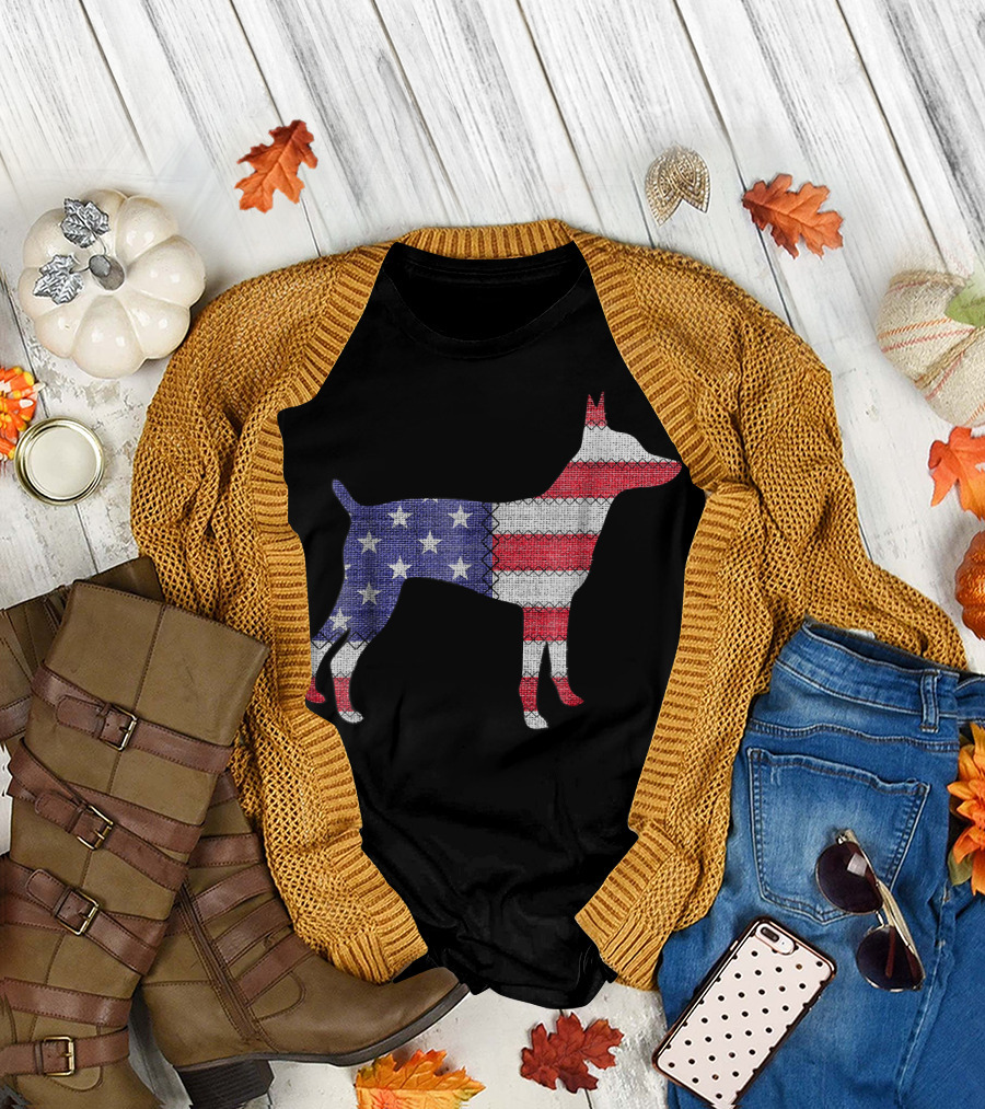 Patriotic Teddy Roosevelt Terrier American Flag T-Shirt