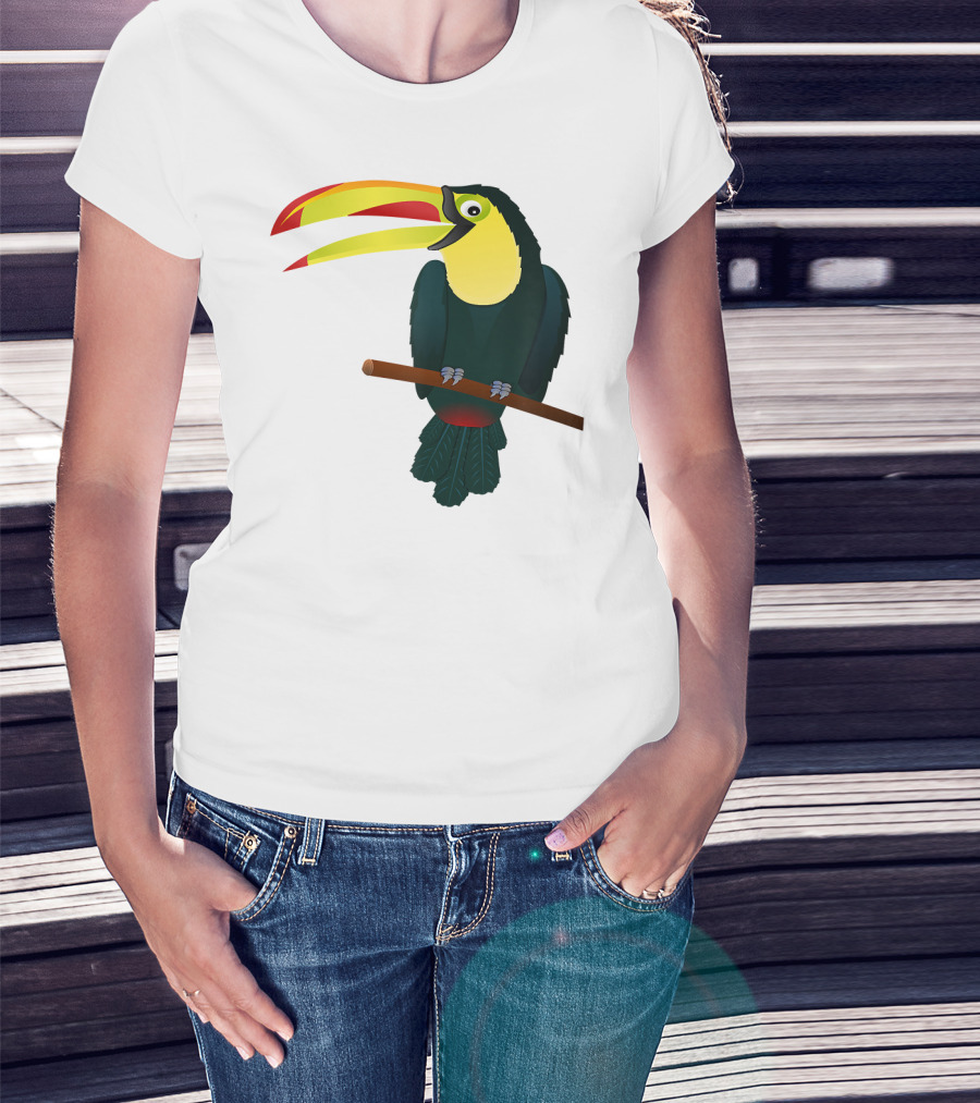Toucan Bird Perched On Branch With Vibrant Beak T-Shirt