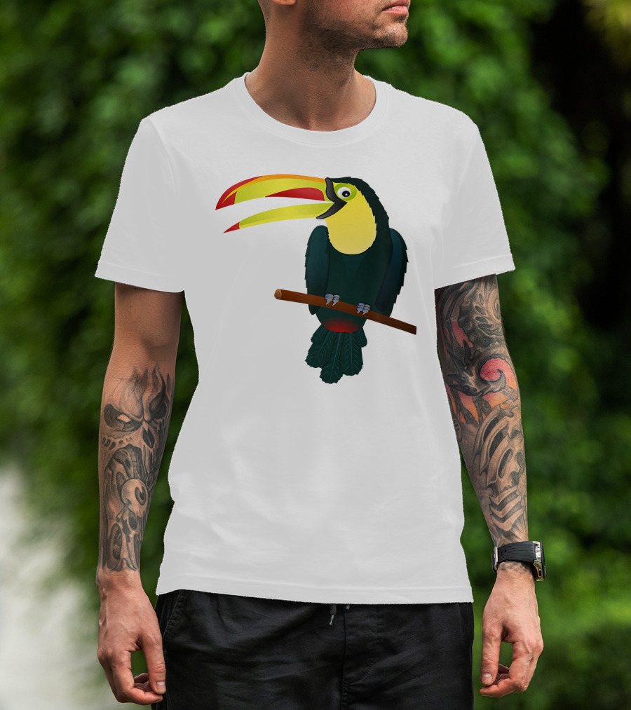 Toucan Bird Perched On Branch With Vibrant Beak T-Shirt