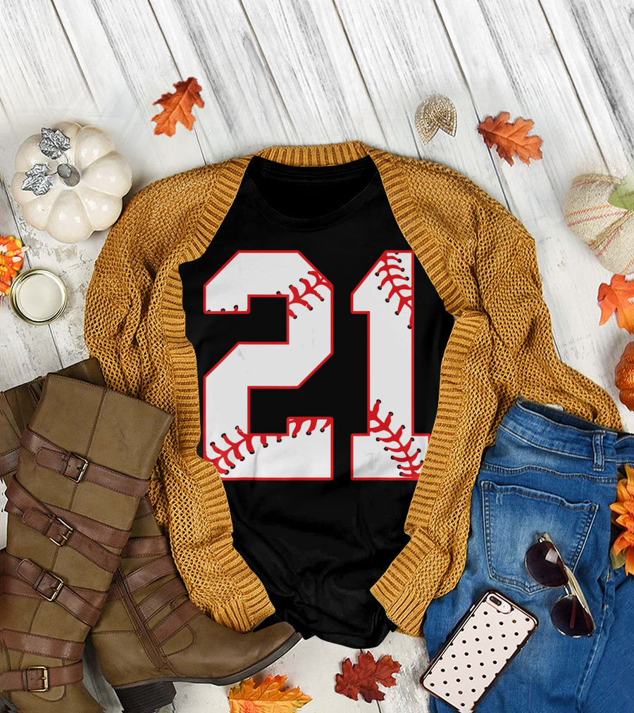 Twenty First Birthday Party 21th Baseball Number T-Shirt
