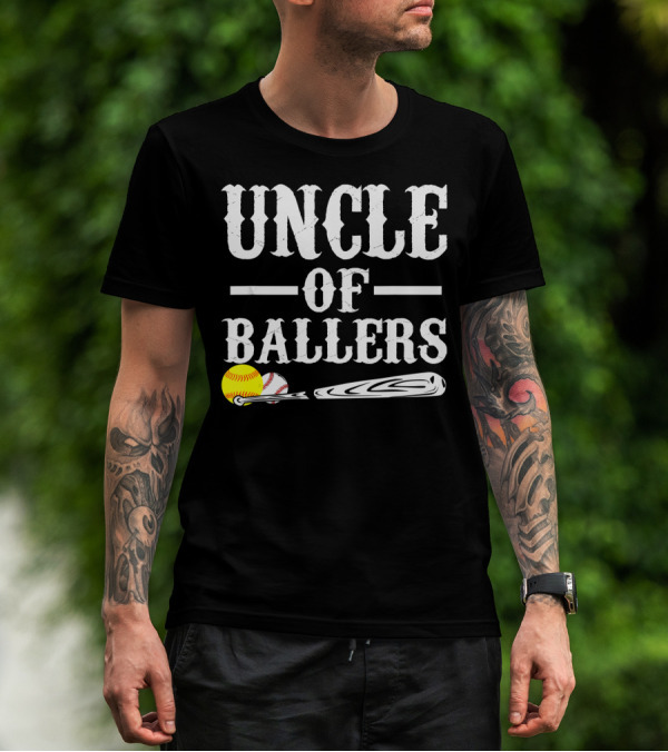 Uncle Of Ballers Baseball Bat Tennis Ball Clipboard T-Shirt