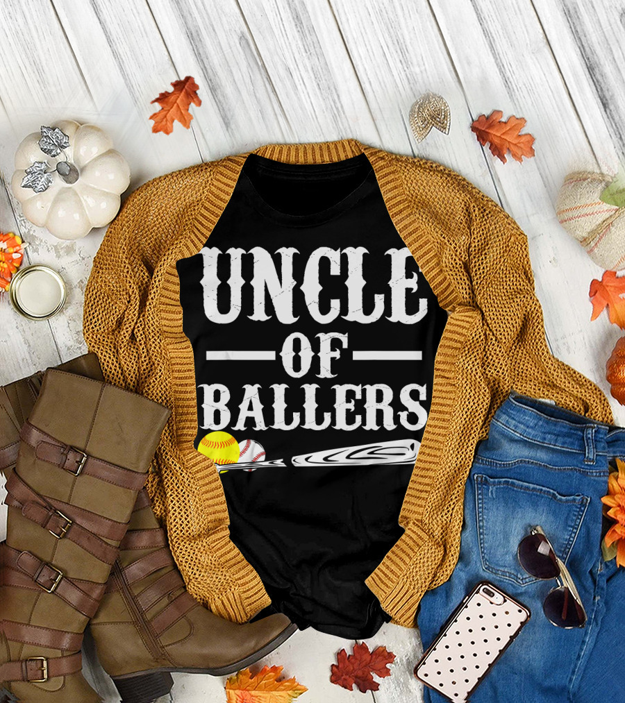 Uncle Of Ballers Baseball Bat Tennis Ball Clipboard T-Shirt