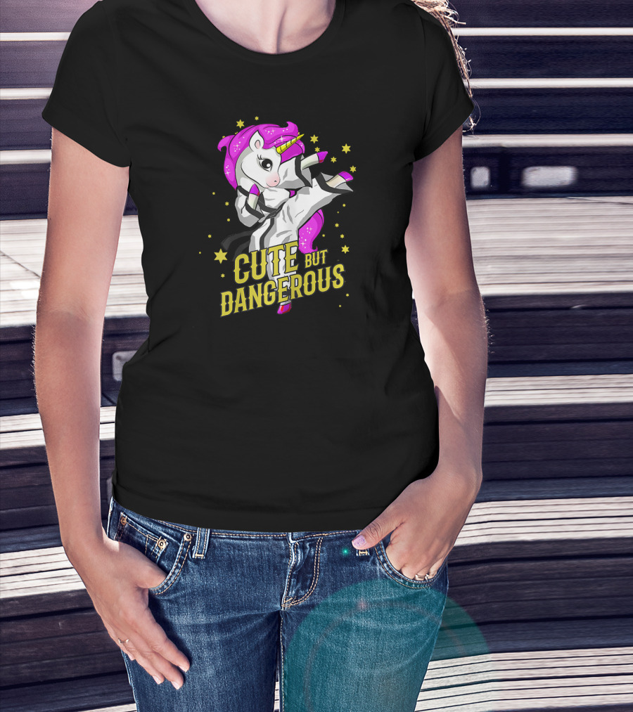 Cute But Dangerous Unicorn Martial Arts Taekwond Girl T-Shirt