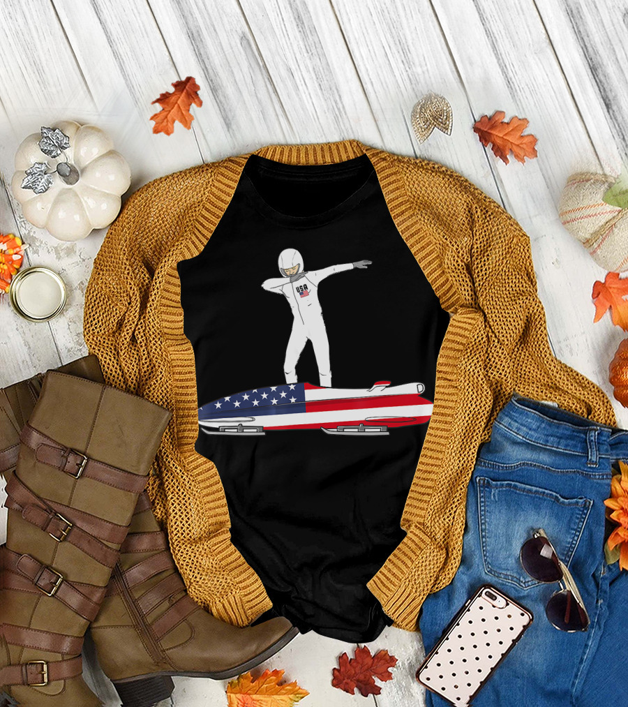 USA Bobsled Dabbing United States Flag Suit T-Shirt