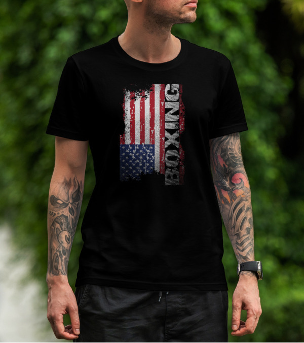 USA Flag Boxing Grunge T-Shirt