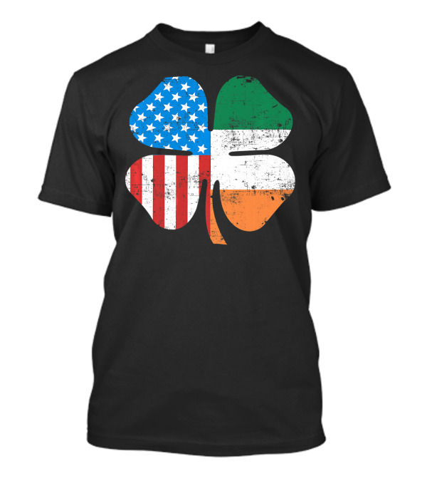 St. Patrick's Day Clover USA Ireland Flag T-Shirt