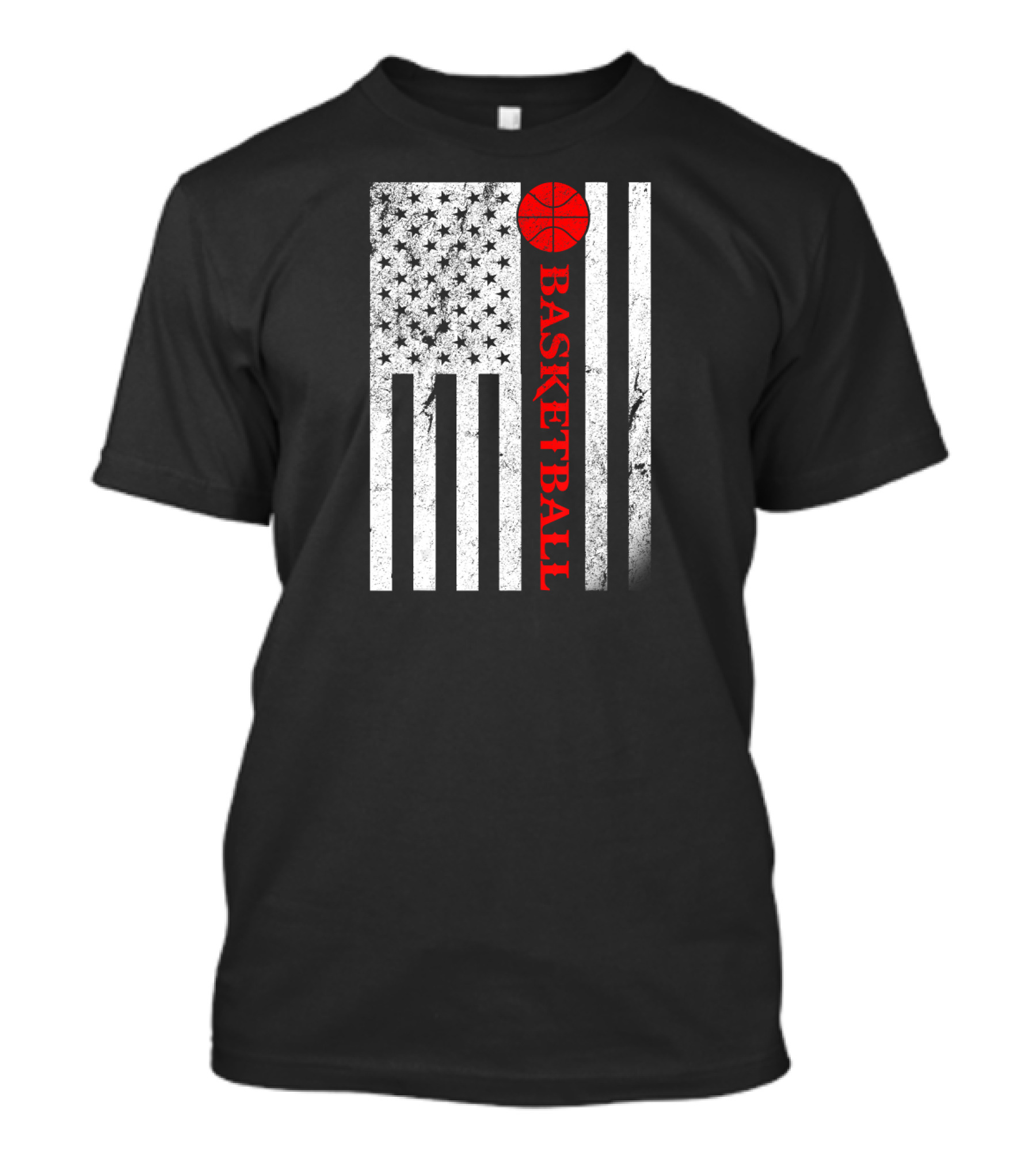 USA Red White Vintage American Flag Basketball T-Shirt
