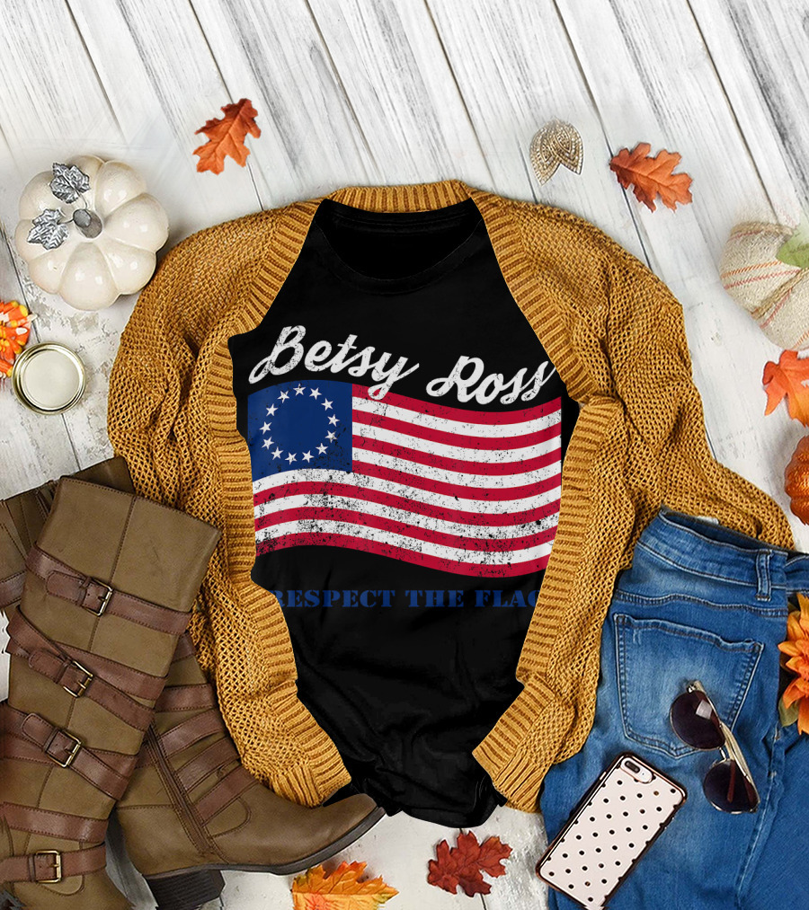 Betsy Ross Vintage American Flag Respect The Flag T-Shirt