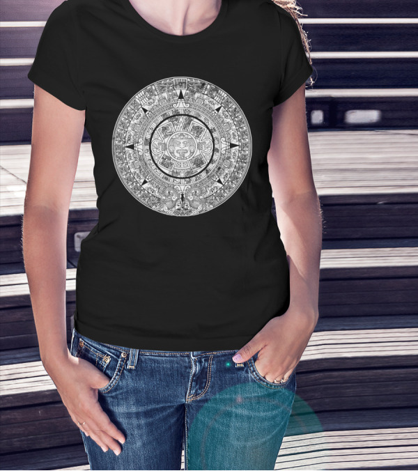 Aztec Calendar Vintage Archeology Stud T-Shirt