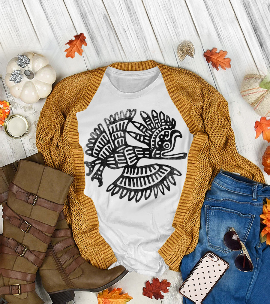 Vintage Aztec Drawing Bird Archeology T-Shirt