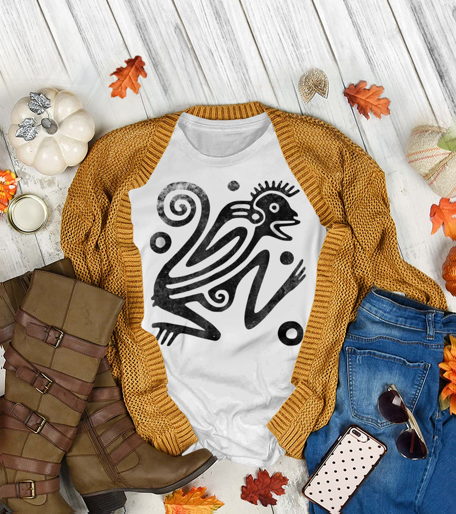 Ancient Aztec Style Monkey Archeology Vintage Drawing T-Shirt