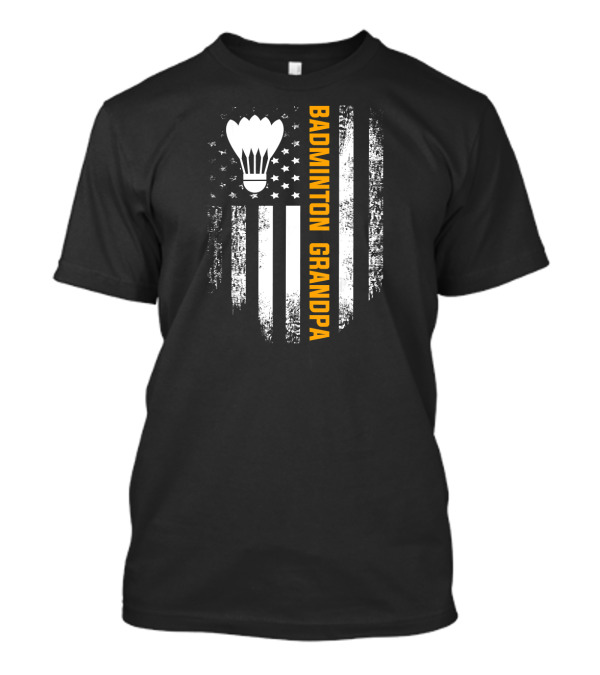 Vintage Badminton Grandpa American Flag T-Shirt
