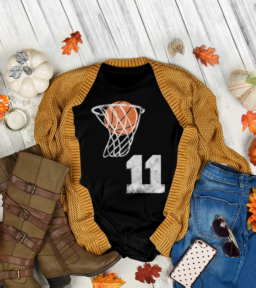 Basketball Hoop Swish Number 11 T-Shirt