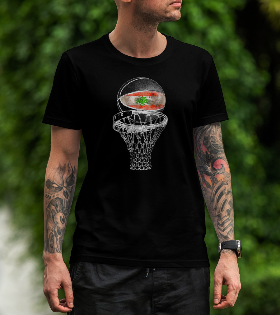 Vintage Lebanon Flag Basketball Net T-Shirt
