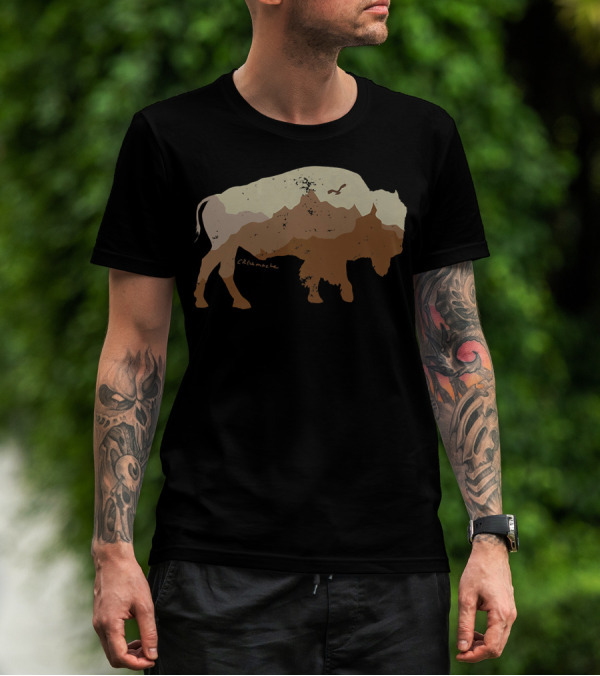 Vintage Bison Mountains Eagle Outdoor Cetanluta T-Shirt