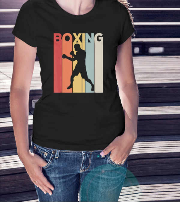 Vintage Boxing Boxer Silhouette Retro Sport Fight T-Shirt
