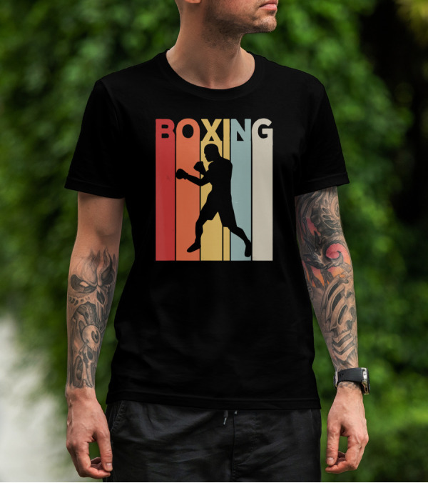 Vintage Boxing Boxer Silhouette Retro Sport Fight T-Shirt