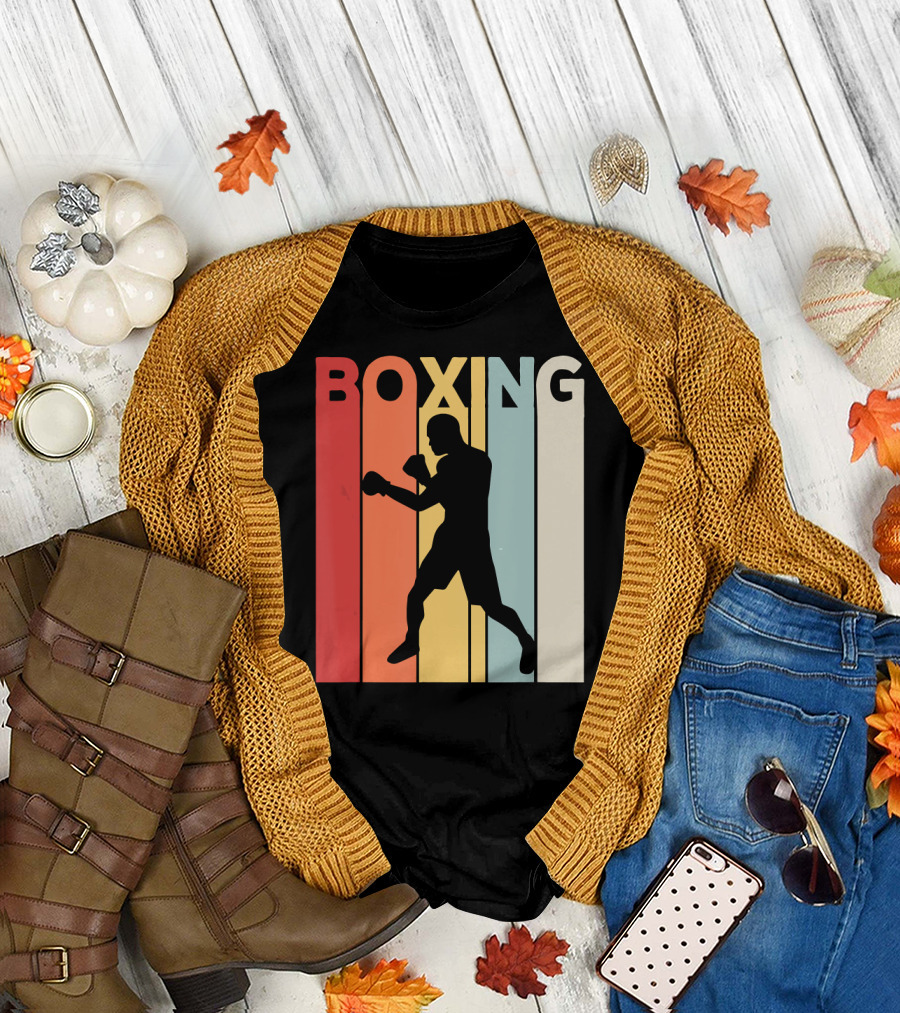 Vintage Boxing Boxer Silhouette Retro Sport Fight T-Shirt