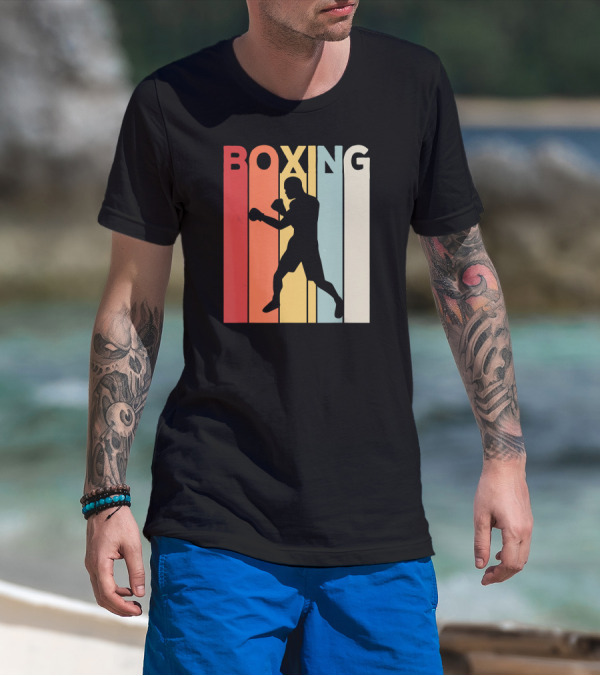Vintage Boxing Boxer Silhouette Retro Sport Fight T-Shirt
