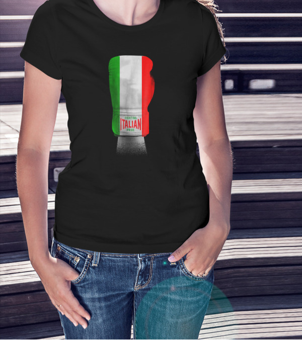 Vintage Italian Flag Boxing Gloves Fighting Italian Pride T-Shirt