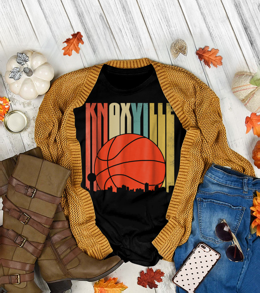 Knoxville Basketball Vintage Tennessee Skyline Sunset T-Shirt