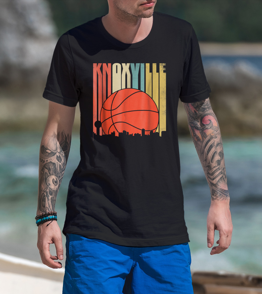 Knoxville Basketball Vintage Tennessee Skyline Sunset T-Shirt