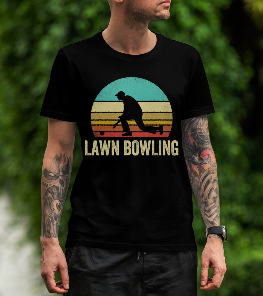 Vintage Lawn Bowling Silhouette At Sunset T-Shirt