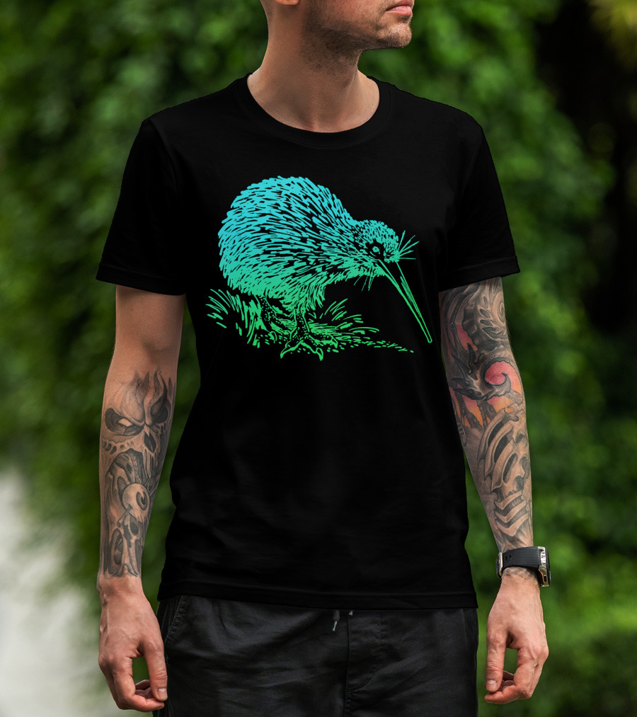 Vintage Neon Kiwi Bird Awesome Retro T-Shirt