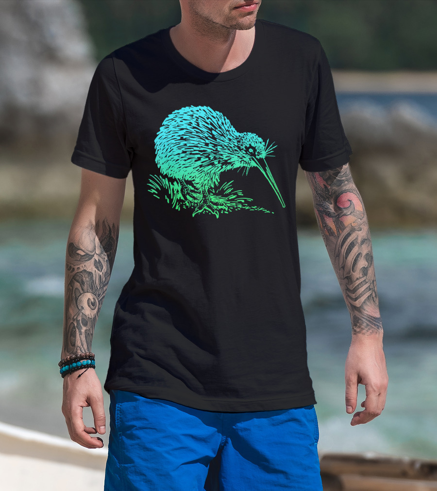 Vintage Neon Kiwi Bird Awesome Retro T-Shirt