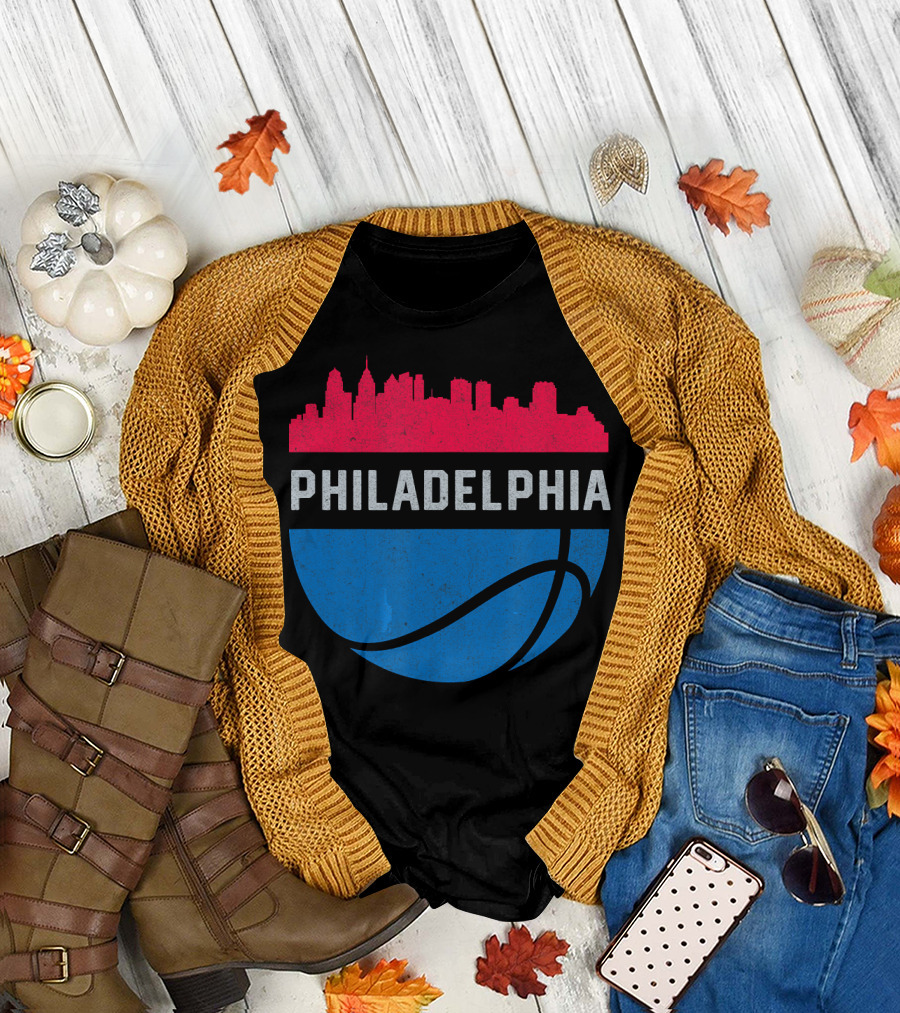 Philadelphia Cityscape Basketball T-Shirt