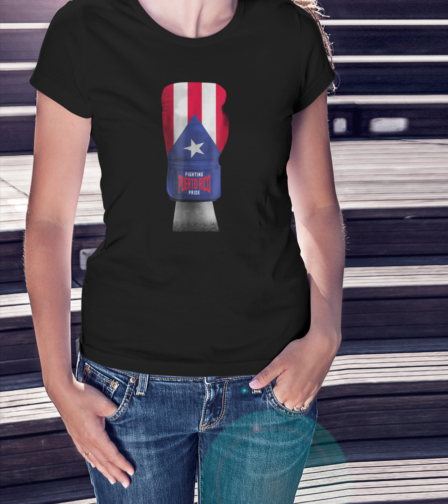 Fighting Puerto Rico Pride Vintage Flag Boxing Gloves T-Shirt