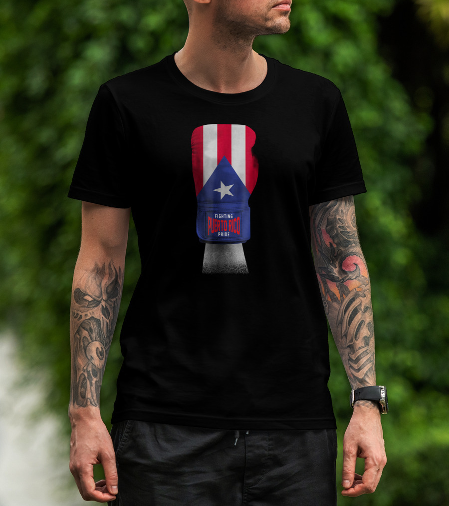 Fighting Puerto Rico Pride Vintage Flag Boxing Gloves T-Shirt