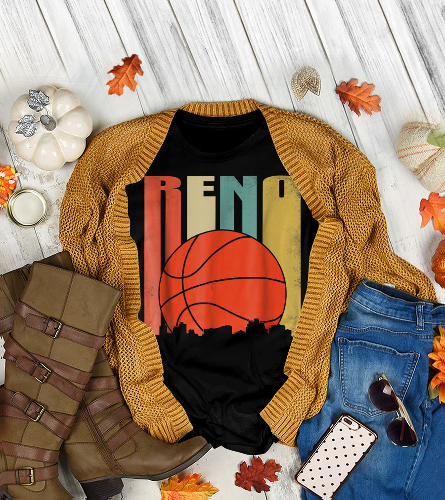 Reno Nevada Retro Basketball Skyline T-Shirt