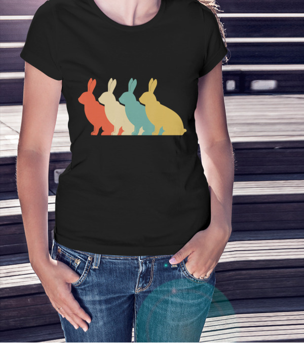 Vintage Art Bunny Rabbit Lover Whispere Four Colorful T-Shirt