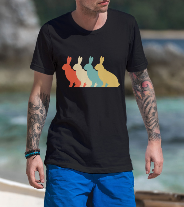 Vintage Art Bunny Rabbit Lover Whispere Four Colorful T-Shirt